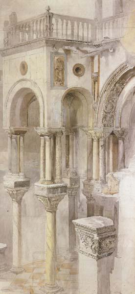 John Ruskin,HRWS The South Side of the Basilica fo St Mark's,Venice,Seen from the Loggia of the Doge's Palace (mk46) China oil painting art